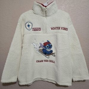 Disney Stitch Red and Cream Fleece Pullover